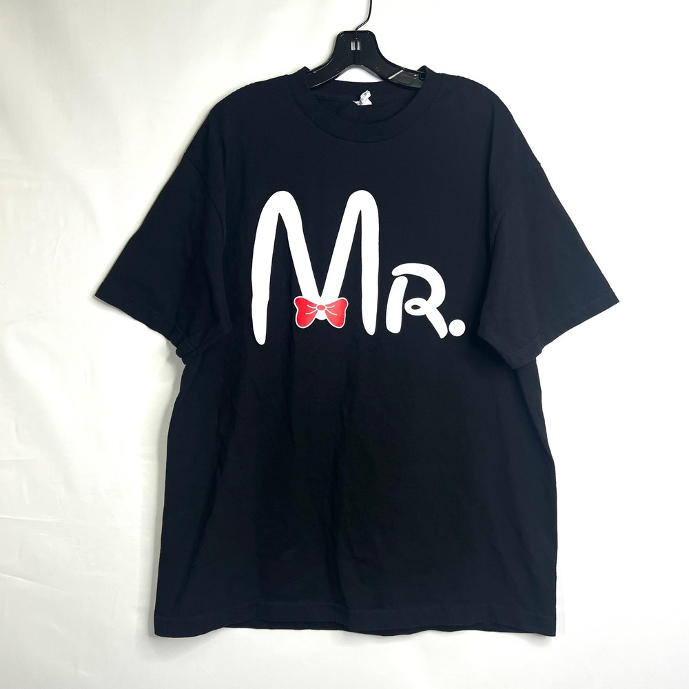 Black "Mr." Groom Graphic T-Shirt Mens XL Disney Style Bow‎ Tie Honeymoon WDW